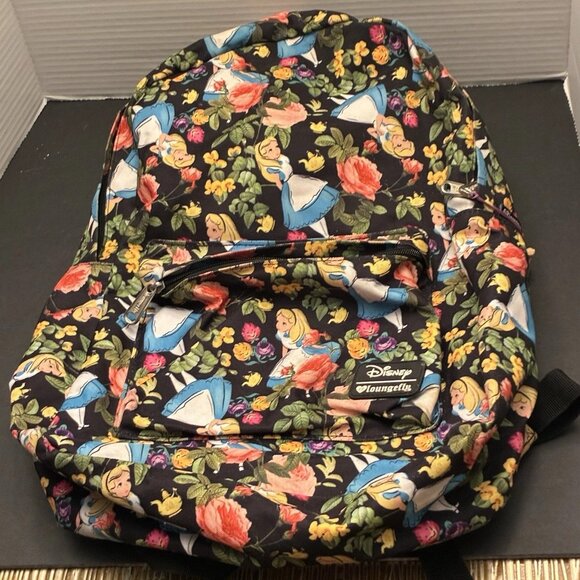 Rare Loungefly Disney Alice in Wonderland Floral Backpack Full Size Laptop Sleev main image 8